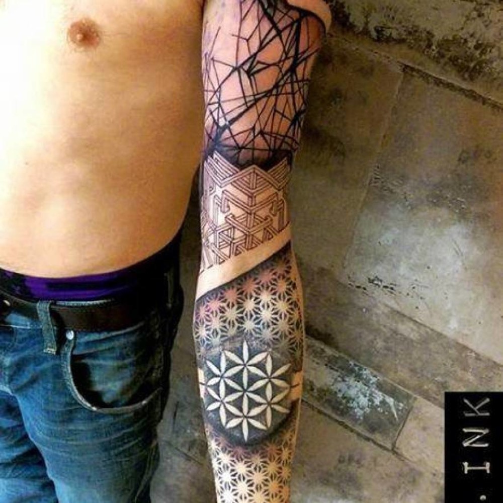 Geometric dotwork sleeve