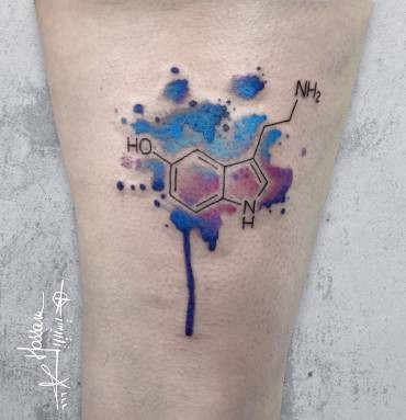 serotonin molecule watercolor
