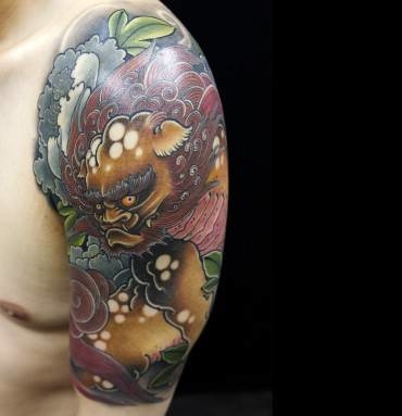 foodog and peony flower