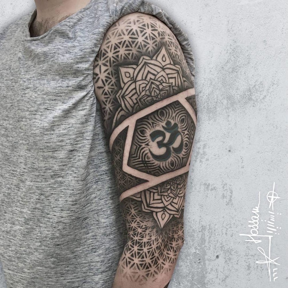 Geometric dotwork sleeve