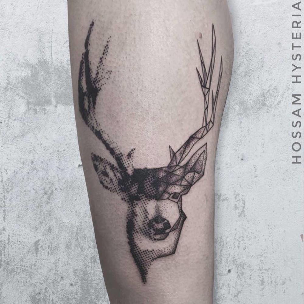 half geometric deer half dotmatrix