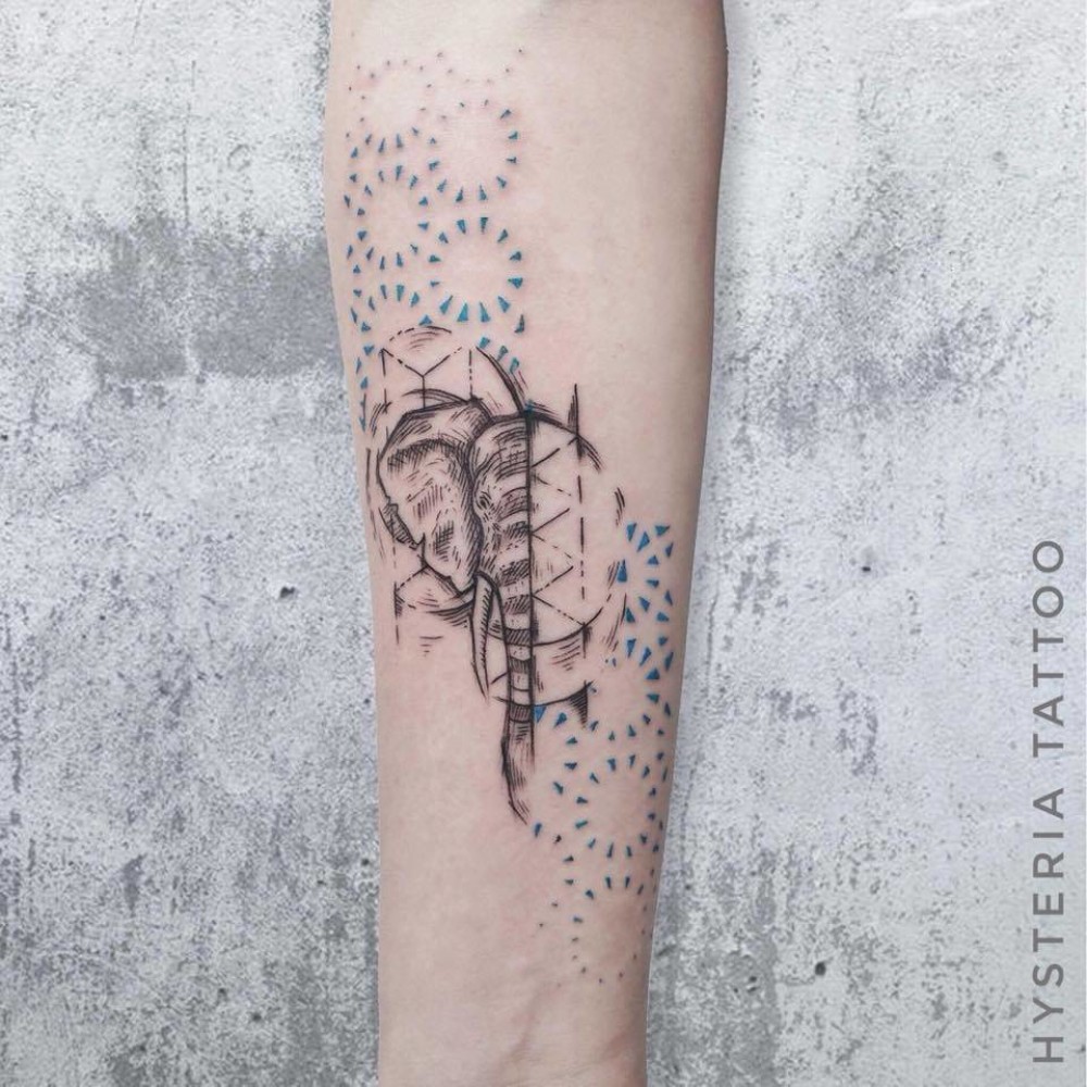 elephant sketch tattoo