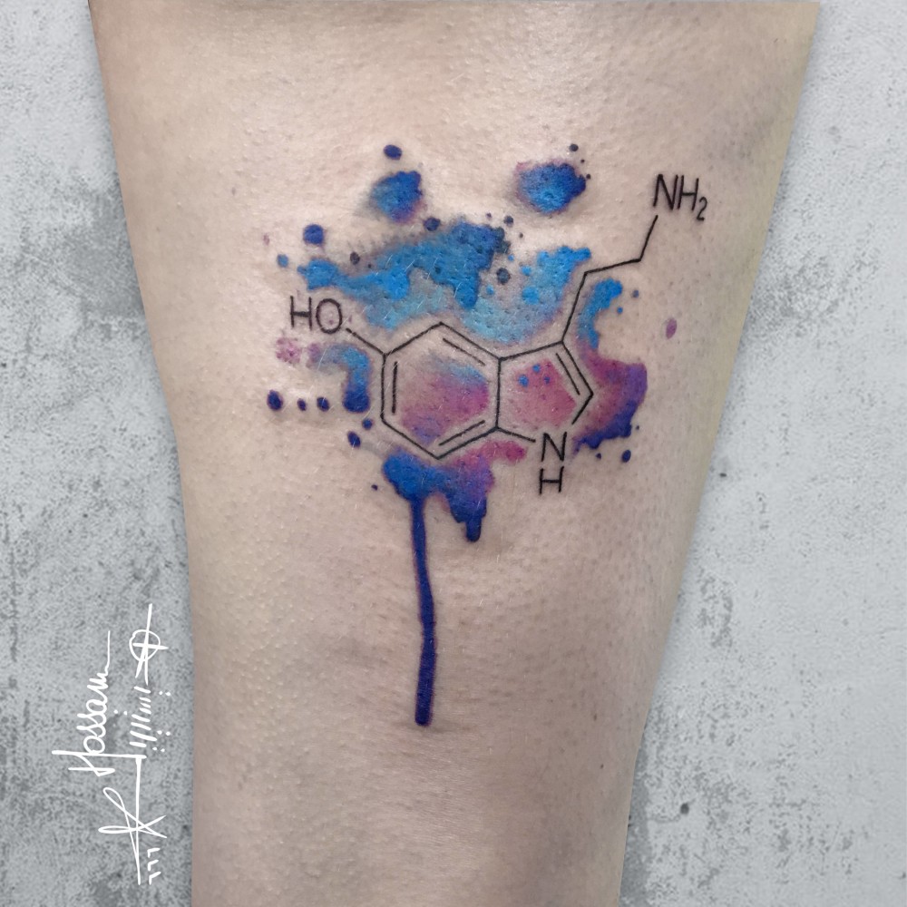 serotonin molecule watercolor