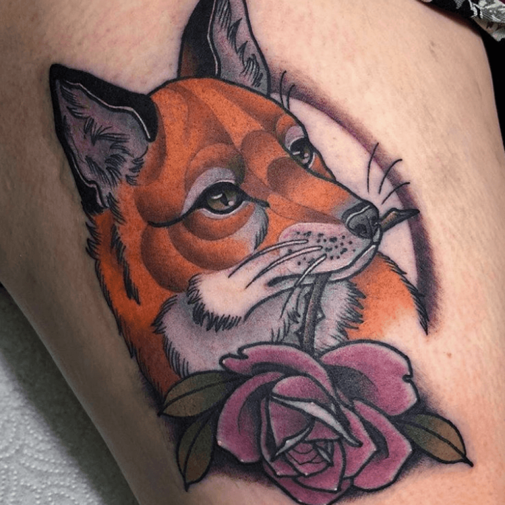 Fox with rose