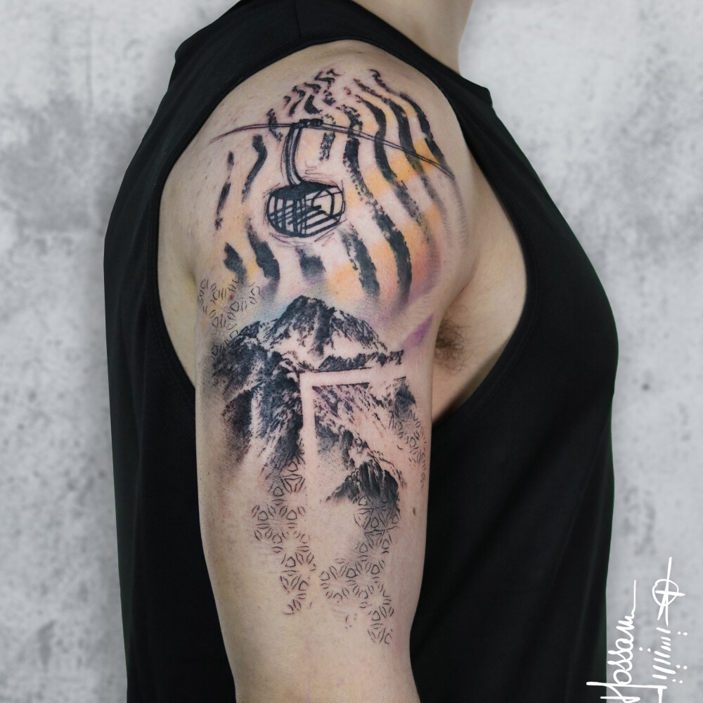 41 Stunning Mountain Tattoo For Man And Woman In Black And Woman
